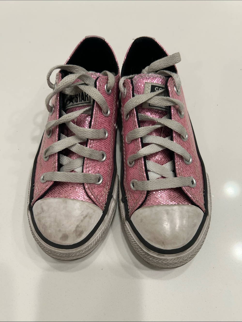 Converse Kids Pink Sequined Low-Top Sneakers